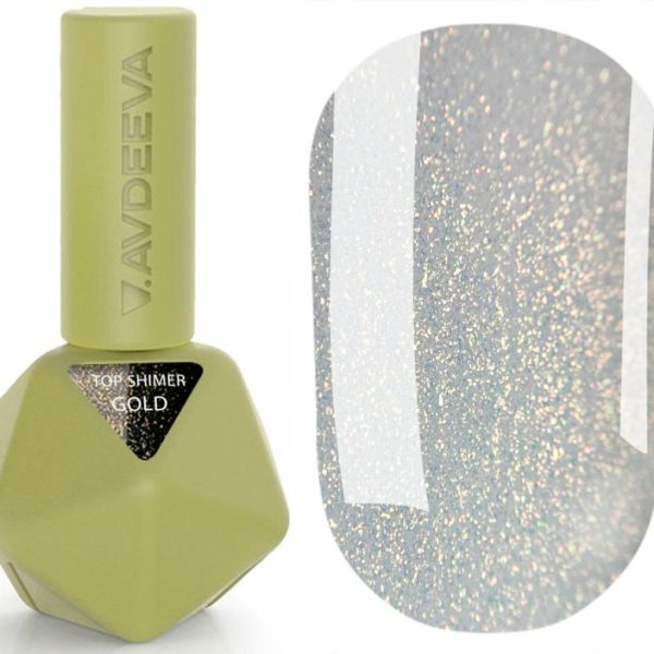 TOP SHIMMER GOLD — топ для гель-лаку із золотистим шиммером без липкого шару, 12 мл | Victoria Avdeeva HEMA & TPO FREE