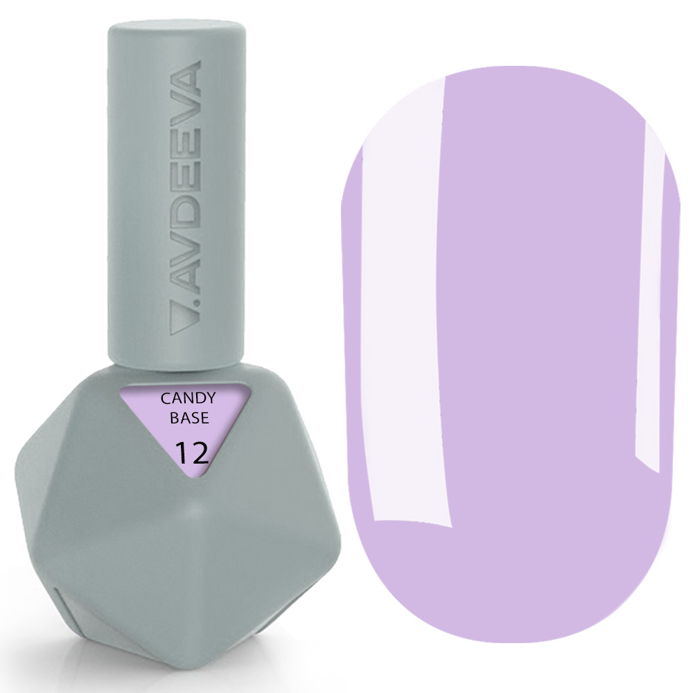 CANDY BASE 12 CANDY BASE №12 Victoria Avdeeva – Камуфлююча база світло-фіалкова 12 мл HEMA & TPO FREE - Зображення 1