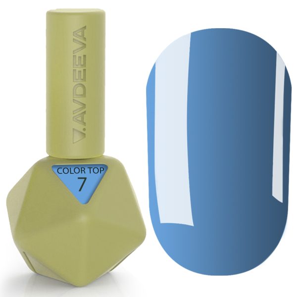Кольоровий топ для гель-лаку V. Avdeeva COLOR TOP 7 – глибокий блакитний відтінок  12 мл HEMA & TPO FREE