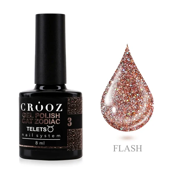 Crooz Cat Zodiac 3 Telets – червонувато-коричневий магнітний гель-лак «котяче око»