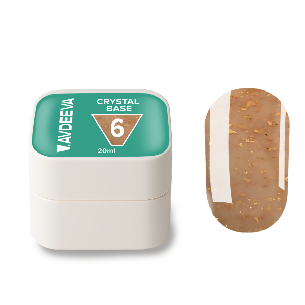Камуфлююча база CRYSTAL BASE №6 V.AVDEEVA- Пісочна з золотою поталлю 20мл HEMA & TPO FREE