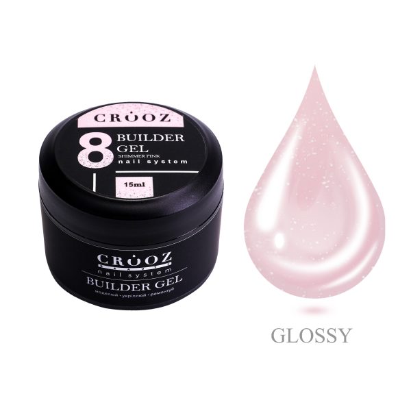CROOZ Builder Gel №8 Shimmer Pink —  гель з шимером для моделювання та укріплення нігтів, 15 ml