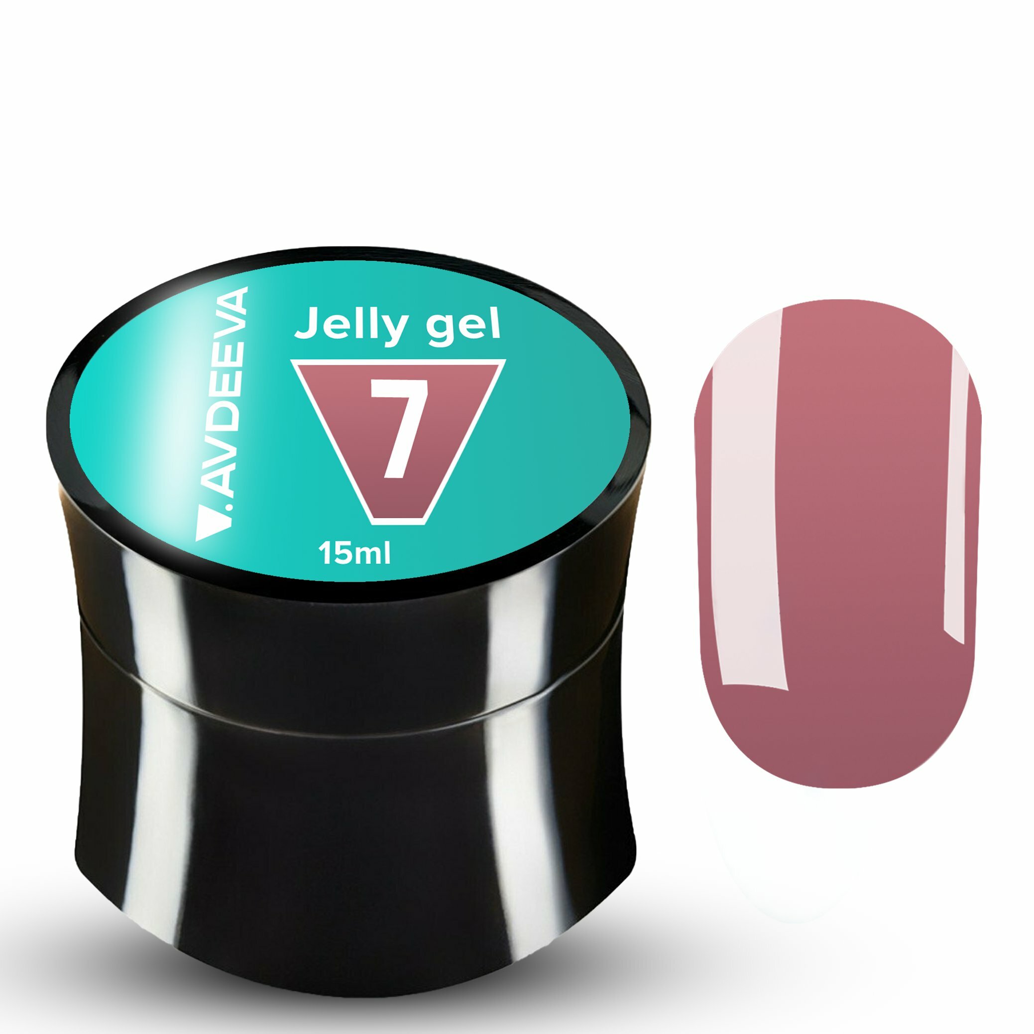 JELLY GEL 7 Гель желе №7 V.AVDEEVA JELLY GEL - пудрово-рожевий, 15 мл HEMA & TPO FREE - Зображення 1