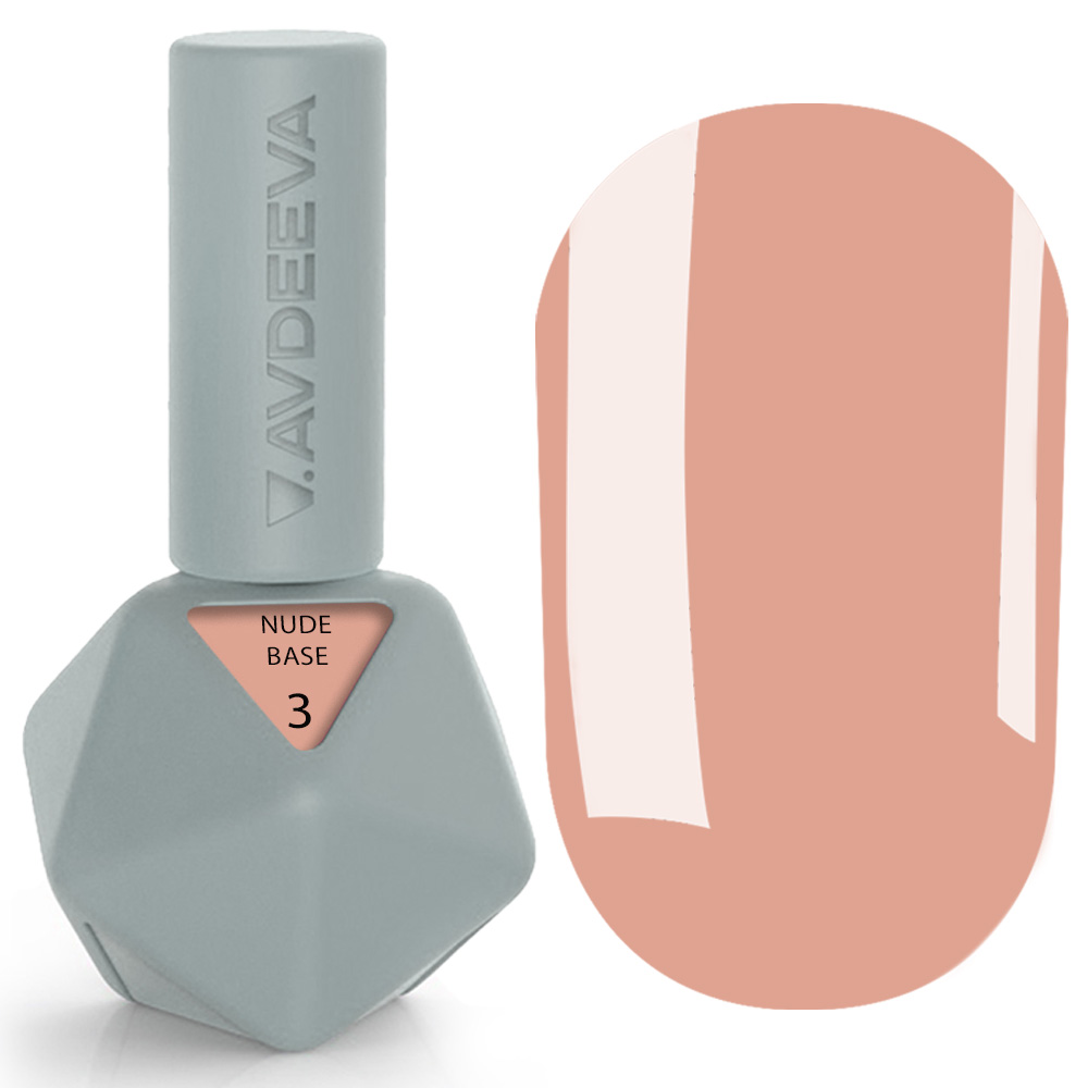 NUDE BASE 3 Камуфлююча база для нігтів №3 Victoria Avdeeva NUDE BASE – ПЕРСИКОВИЙ НЮД 12 мл HEMA & TPO FREE - Зображення 1