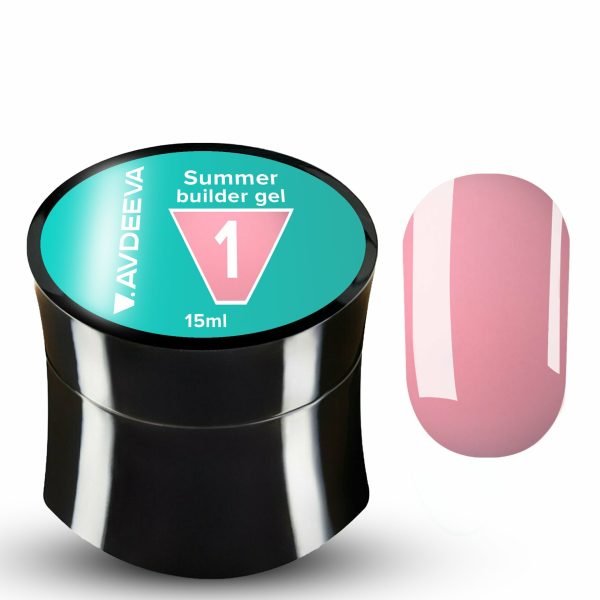 Моделюючий гель  Summer builder gel №1 15 мл— ніжно-рожевий,Victoria Avdeeva  HEMA & TPO FREE