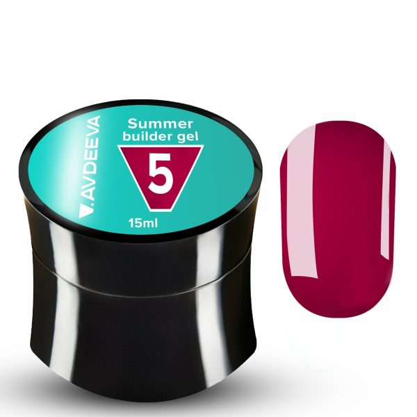 Моделюючий гель  Summer builder gel   №5 — винно-малиновий 15 мл,Victoria Avdeeva  HEMA & TPO FREE