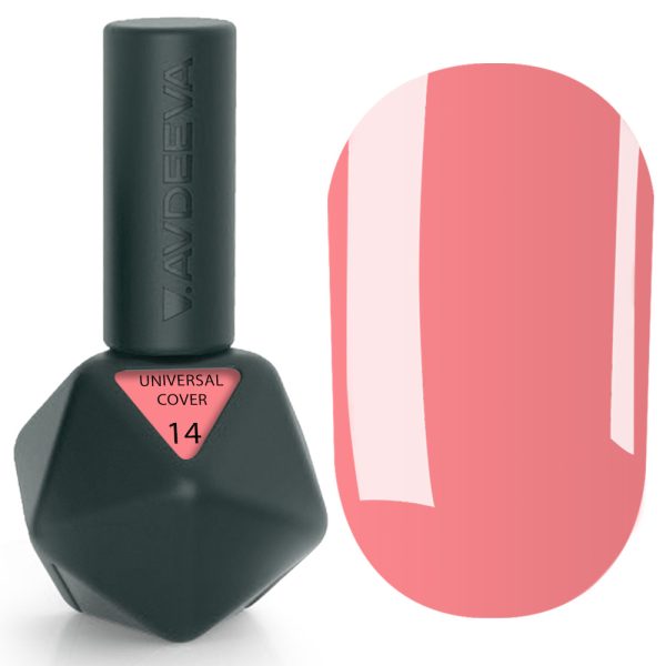UNIVERSAL COVER GEL 14 Victoria Avdeeva — Кораллово-рожевий рідкий акрігель (ліквід гель) для моделювання та зміцнення 12 мл HEMA & TPO FREE