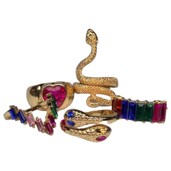 Комплект з 5 золотистих каблучок №3