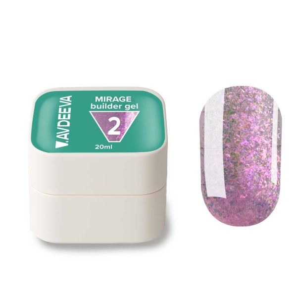 MIRAGE Builder Gel №2 V.AVDEEVA  — голографічний гель для моделювання нігтів 20 мл HEMA & TPO FREE