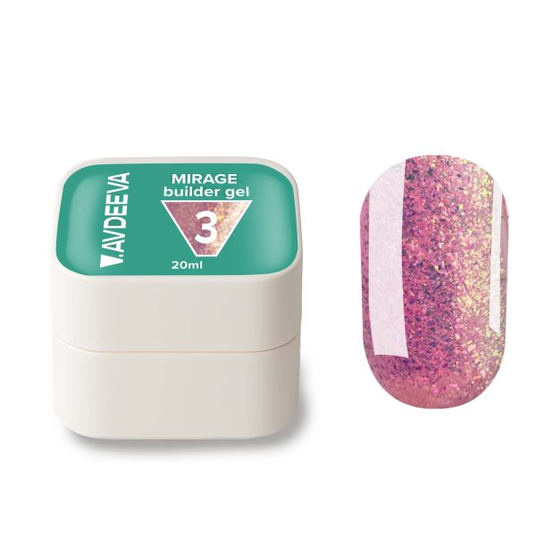 MIRAGE Builder Gel №3 V.AVDEEVA  — голографічний гель для моделювання нігтів 20 мл HEMA & TPO FREE