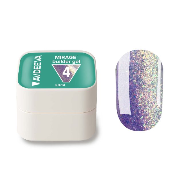 MIRAGE Builder Gel №4 V.AVDEEVA  — голографічний гель для моделювання нігтів 20 мл HEMA & TPO FREE