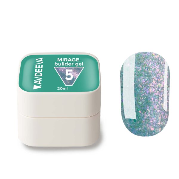 MIRAGE Builder Gel №5 V.AVDEEVA  — голографічний гель для моделювання нігтів 20 мл HEMA & TPO FREE