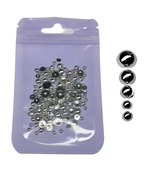MIX розмірів Перлини для дизайну - срібло