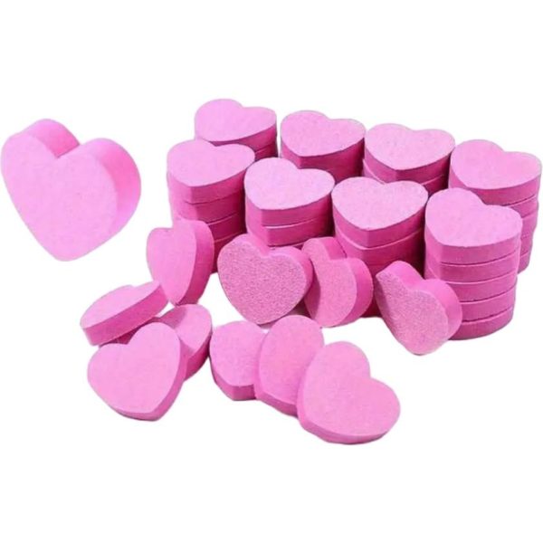 Баф для манікюру міні одноразовий СЕРЦЕ (35*42*11 мм) - рожевий, 1 шт