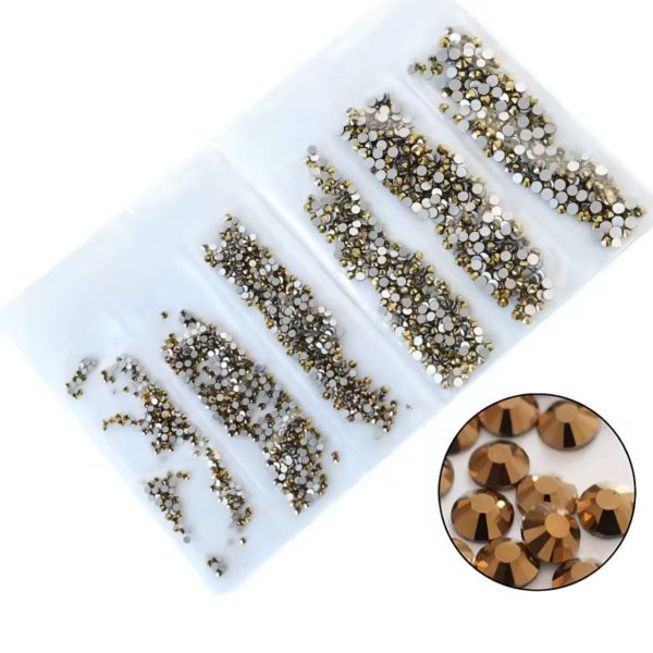 Стрази Crystal, розмір mix (1400 шт. в упаковці). Бронза