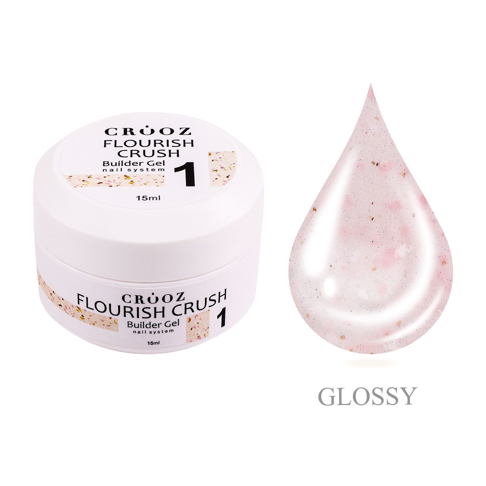 1-1 Flourish Crush Builder Gel №01, Crooz Гель для нарощування, 15 ml - Зображення 1