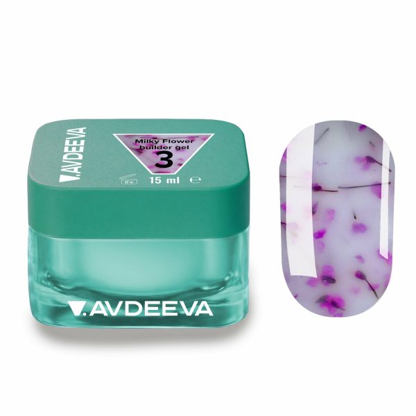 Milky Flower gel №3 із рожевими сухоцвітами AVDEEVA 15 мл HEMA & TPO FREE