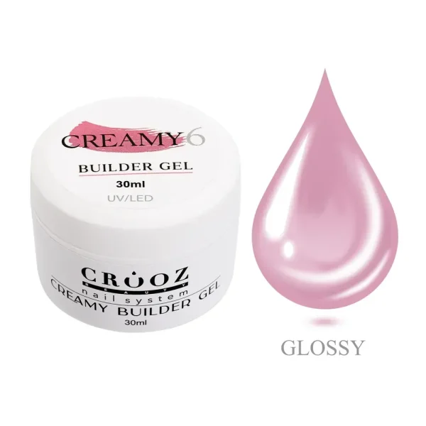 Crooz Creamy Builder Gel 6 — рожевий гель для нарощування та зміцнення нігтів30мл