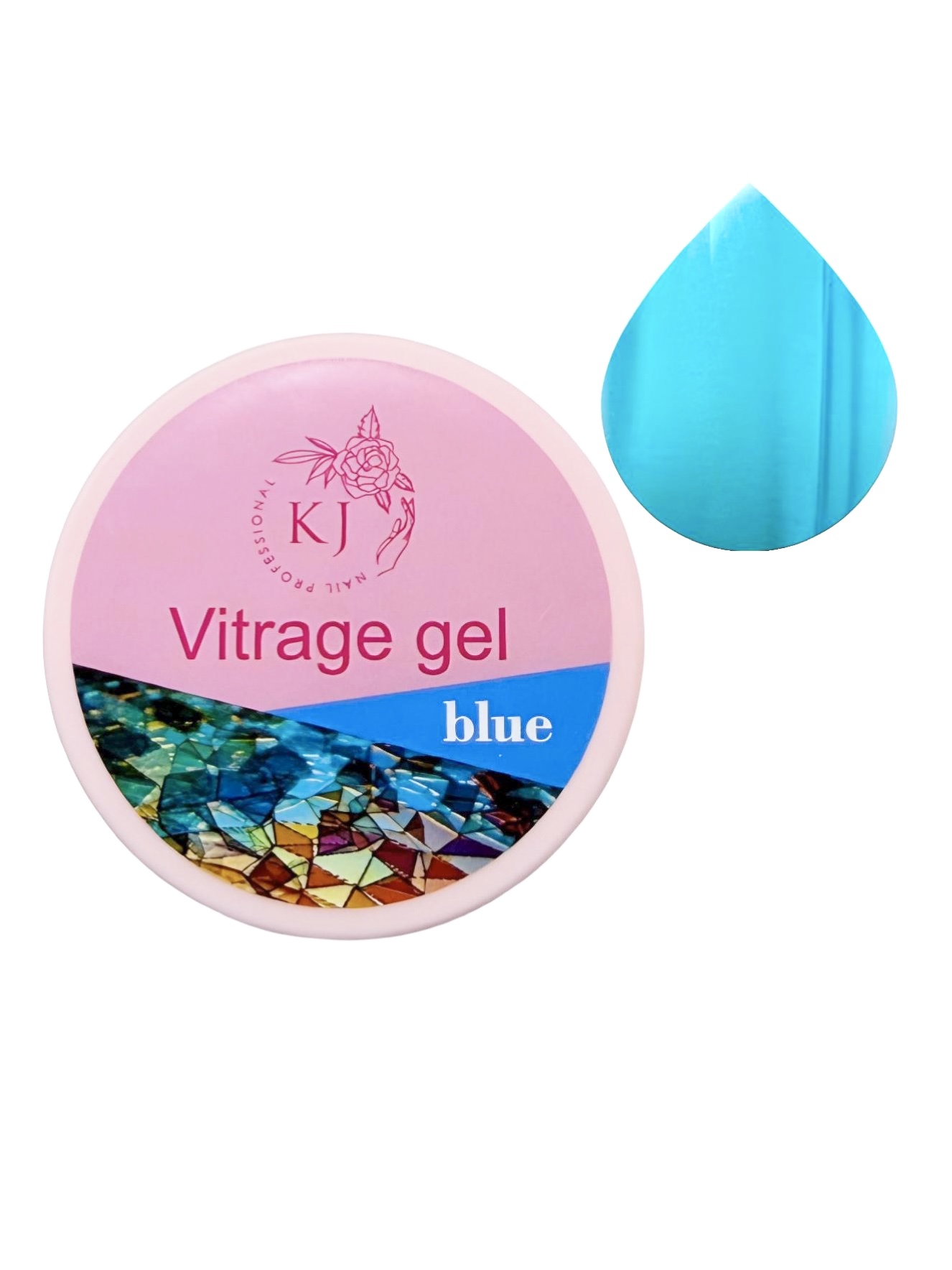 created by Polish Вітраж гель KJ nails Vitrage Gel Blue | 15ml - Зображення 1