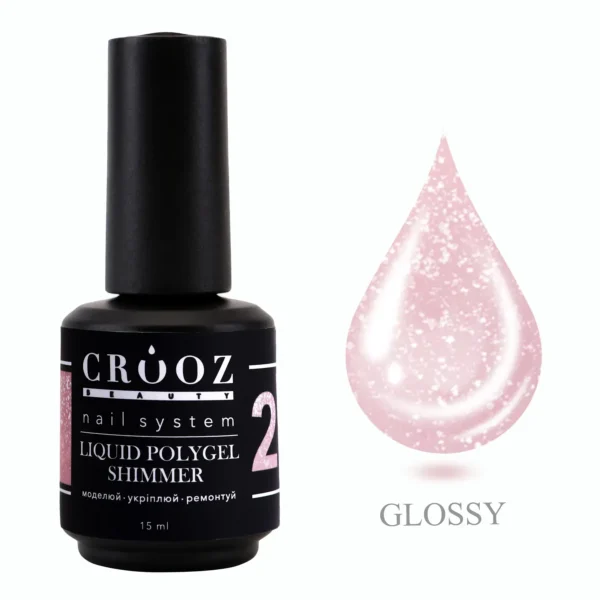 Liquid Polygel SHIMMER №2 —рожевий з шимером