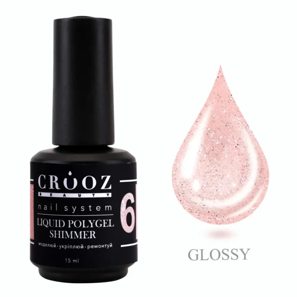 Liquid Polygel SHIMMER №6 — peach-pink з шимером