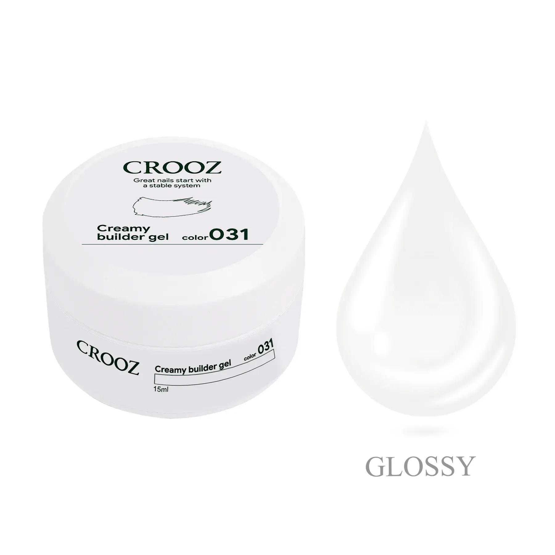 68598331872066 Crooz Гель для нарощування Creamy Builder gel №31 Молочно-Білий, 15 ml - Зображення 1
