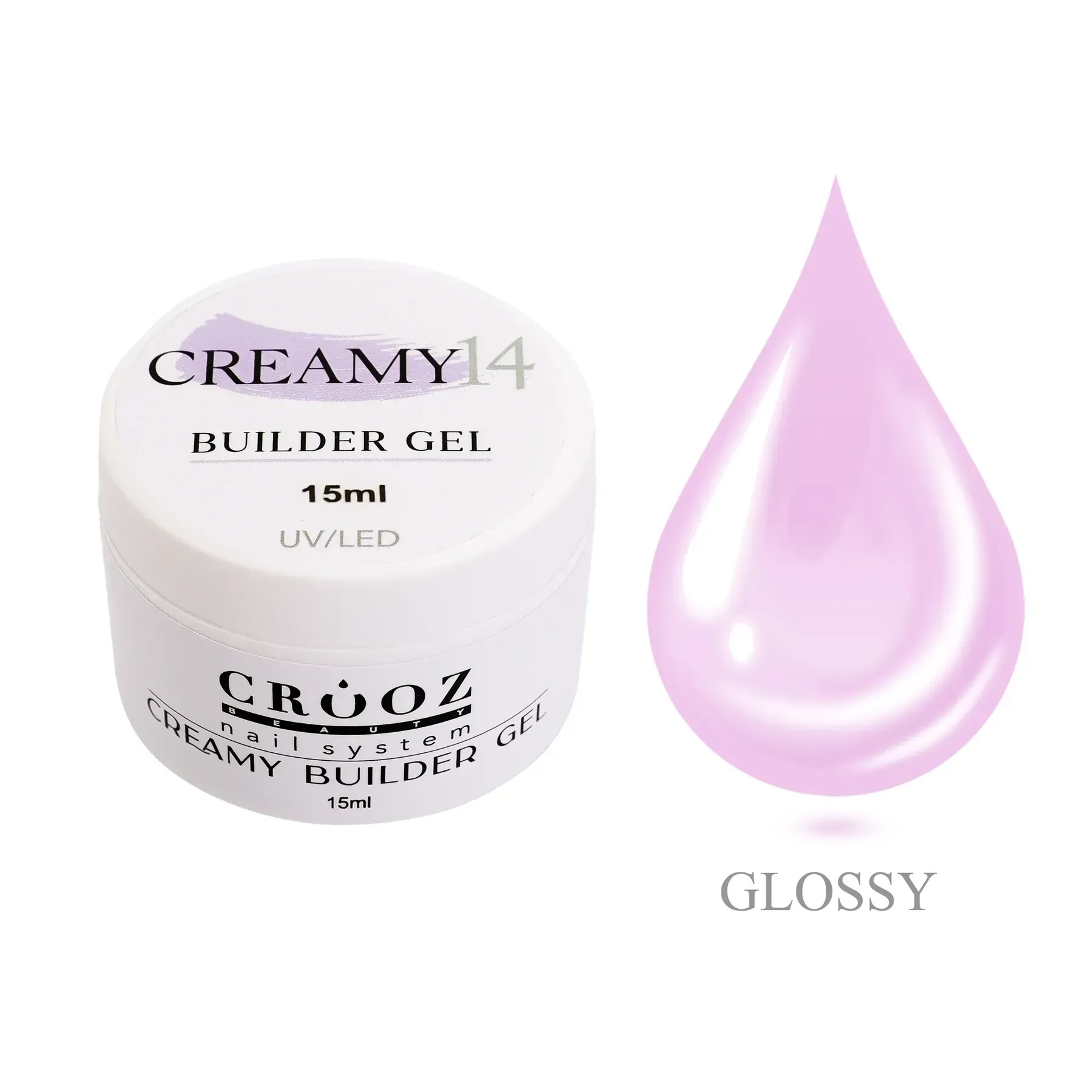crooz-hel-dlia-naroshchuvannia-creamy-builder-gel-14-15-ml-91345180573199 Crooz Гель для нарощування Creamy Builder gel №14 Світло-Бузковий, 15 ml - Зображення 1