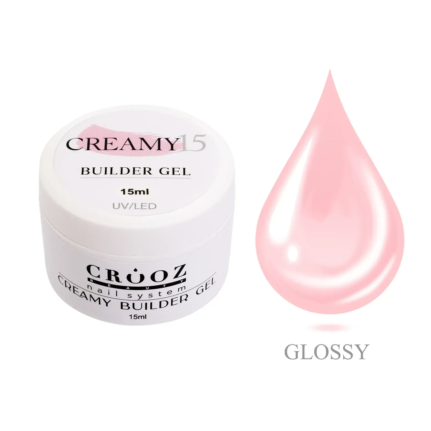 crooz-hel-dlia-naroshchuvannia-creamy-builder-gel-15-15-ml-89755312463444 Crooz Гель для нарощування Creamy Builder gel №15 Ніжний світло-рожевий, 15 ml - Зображення 1
