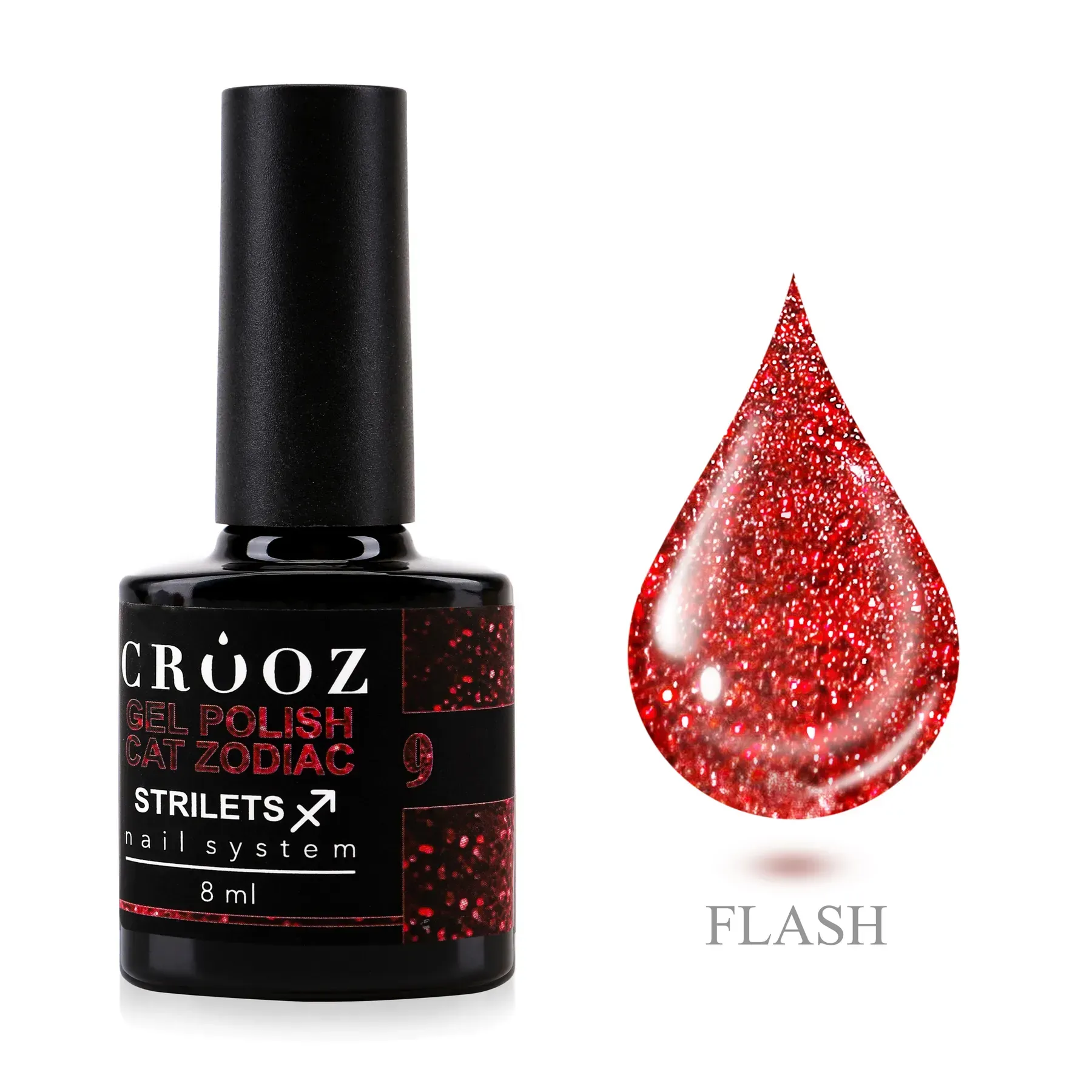 crooz-hel-lak-cat-zodiac-9-strilets-8ml-95468455055775 (1) Crooz Cat Zodiac 9 Strilets — червоний магнітний гель-лак «котяче око» - Зображення 1
