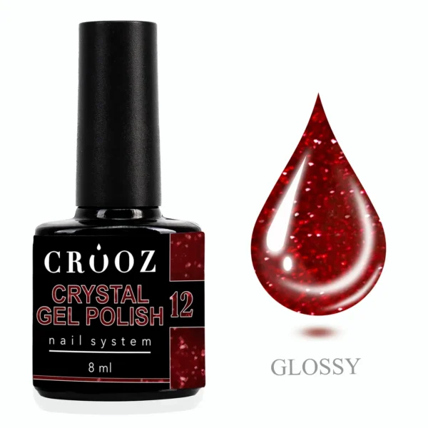 CROOZ №12 – глибокий червоний світловідбивний, 8 мл Crystal